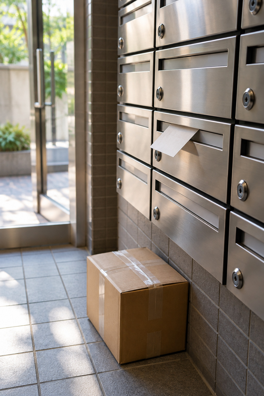 Missed-delivery slip left in an apartment mailbox in Japan
